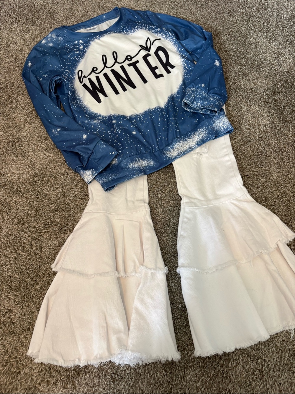 Hello Winter Blue Kids denim outfit set